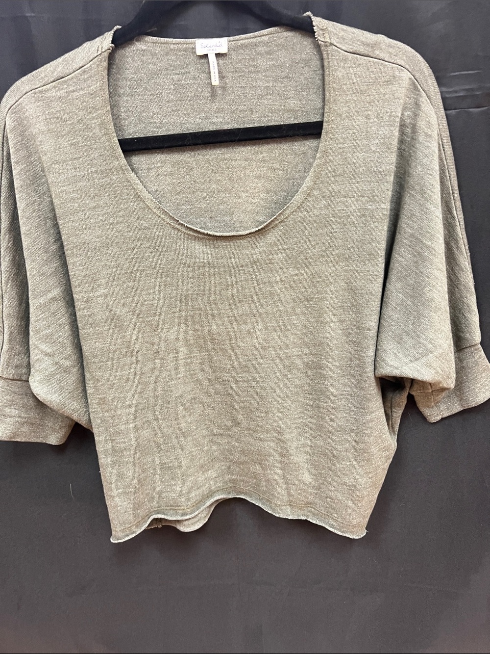 Splendid Relaxed Cropped Scoop Top in Olive SZ sm
